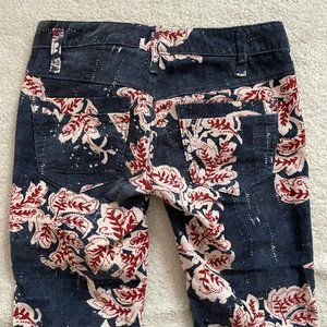 Free People Floral Straight Leg Pants - Blue and Red